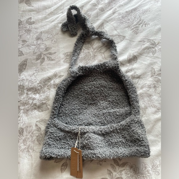 NWT Skims Cozy Halter Top Smoke Gray Large XL Plush Teddy Sherpa Loungewear Soft - Picture 5 of 9
